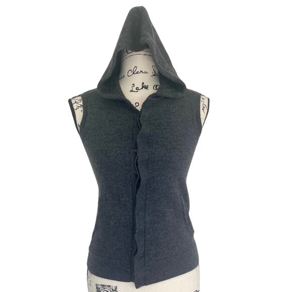 ARMANI EXCHANGE VEST HOODED MERINO WOOL SZ SMALL GRAY SOPHISTICATED VERSATILE - Picture 15 of 16